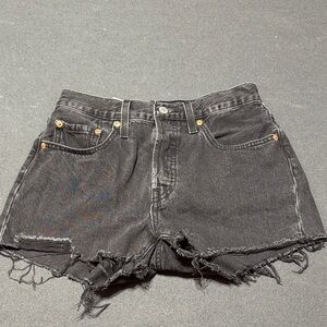 Levi Strauss 501 Women's Black Denim Frayed Distressed Shorts